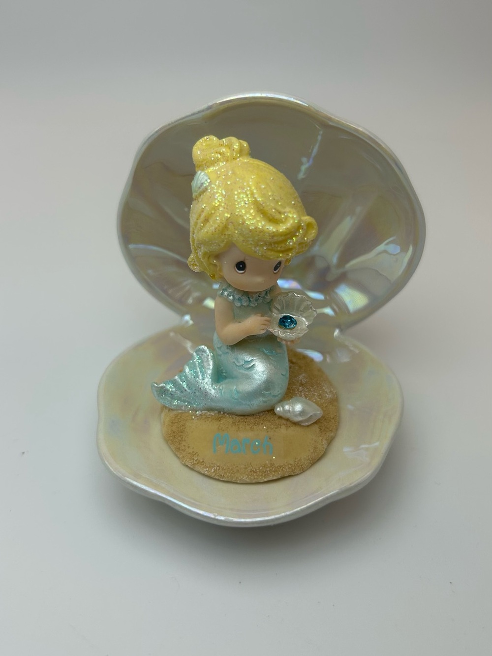 Precious Moments "March" Mermaid Porcelain Figurine Iridescent Finish 2003
